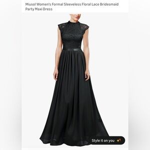 Miusol Elegant Black Lace Maxi Dress